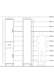Hyperion Dolap 6 Raflı Tek Çekmeceli 2 Kapaklı 44x44x243 Çam-Antrasit