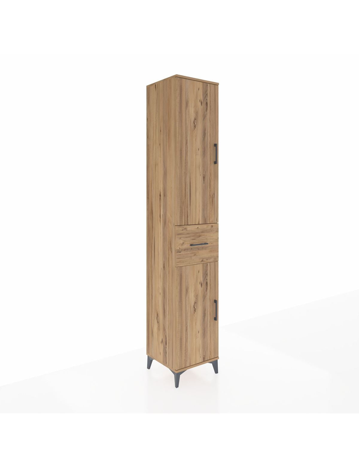 Hyperion Dolap 6 Raflı Tek Çekmeceli 2 Kapaklı 44x44x243 Çam-Çam