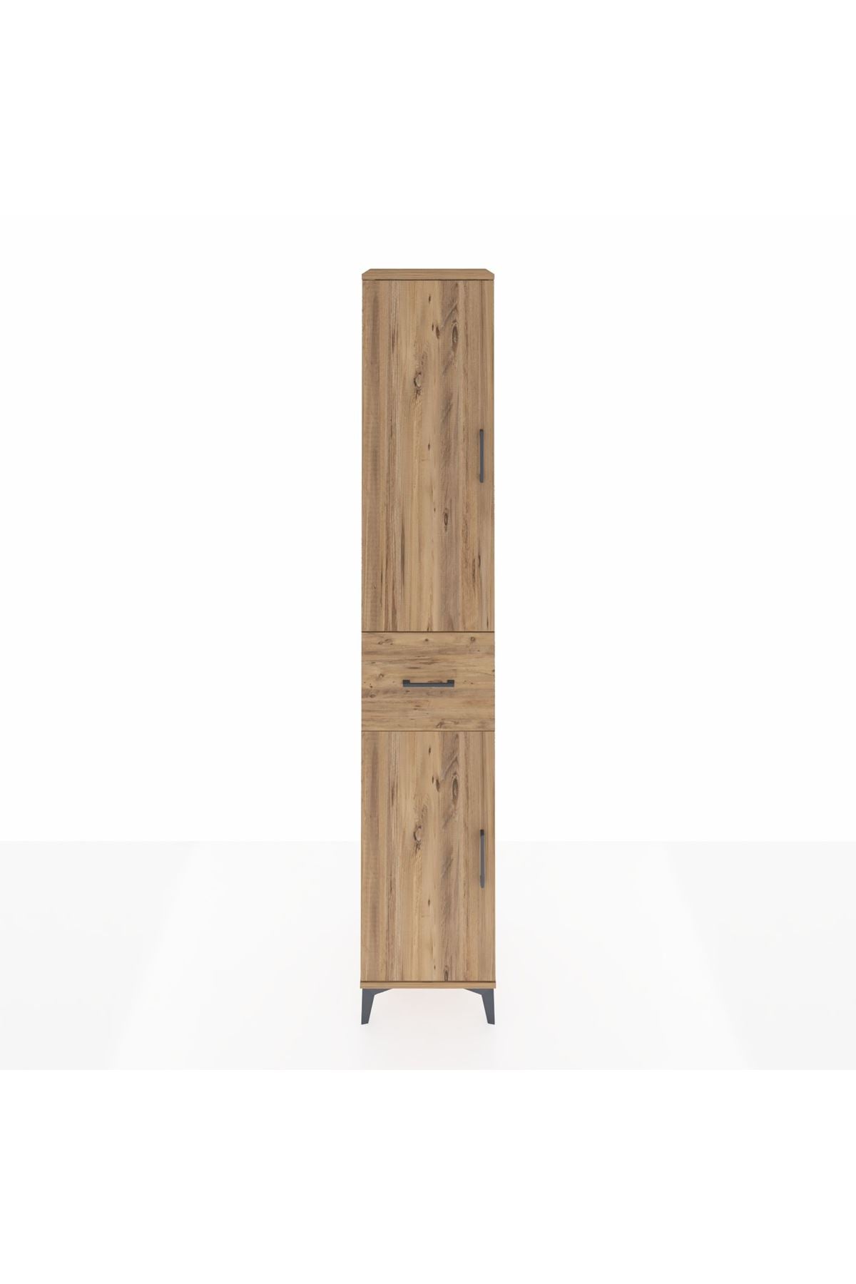 Hyperion Dolap 6 Raflı Tek Çekmeceli 2 Kapaklı 44x44x243 Çam-Çam