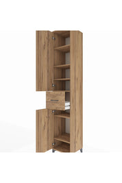 Hyperion Dolap 6 Raflı Tek Çekmeceli 2 Kapaklı 44x44x243 Çam-Çam