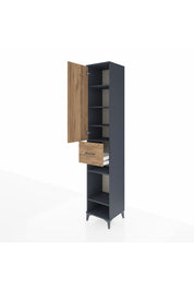 Hyperion Dolap 6 Raflı Tek Çekmeceli Tek Kapaklı 44x44x243 Antrasit-Çam