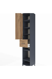 Hyperion Dolap 6 Raflı Tek Çekmeceli Tek Kapaklı 44x44x243 Antrasit-Çam
