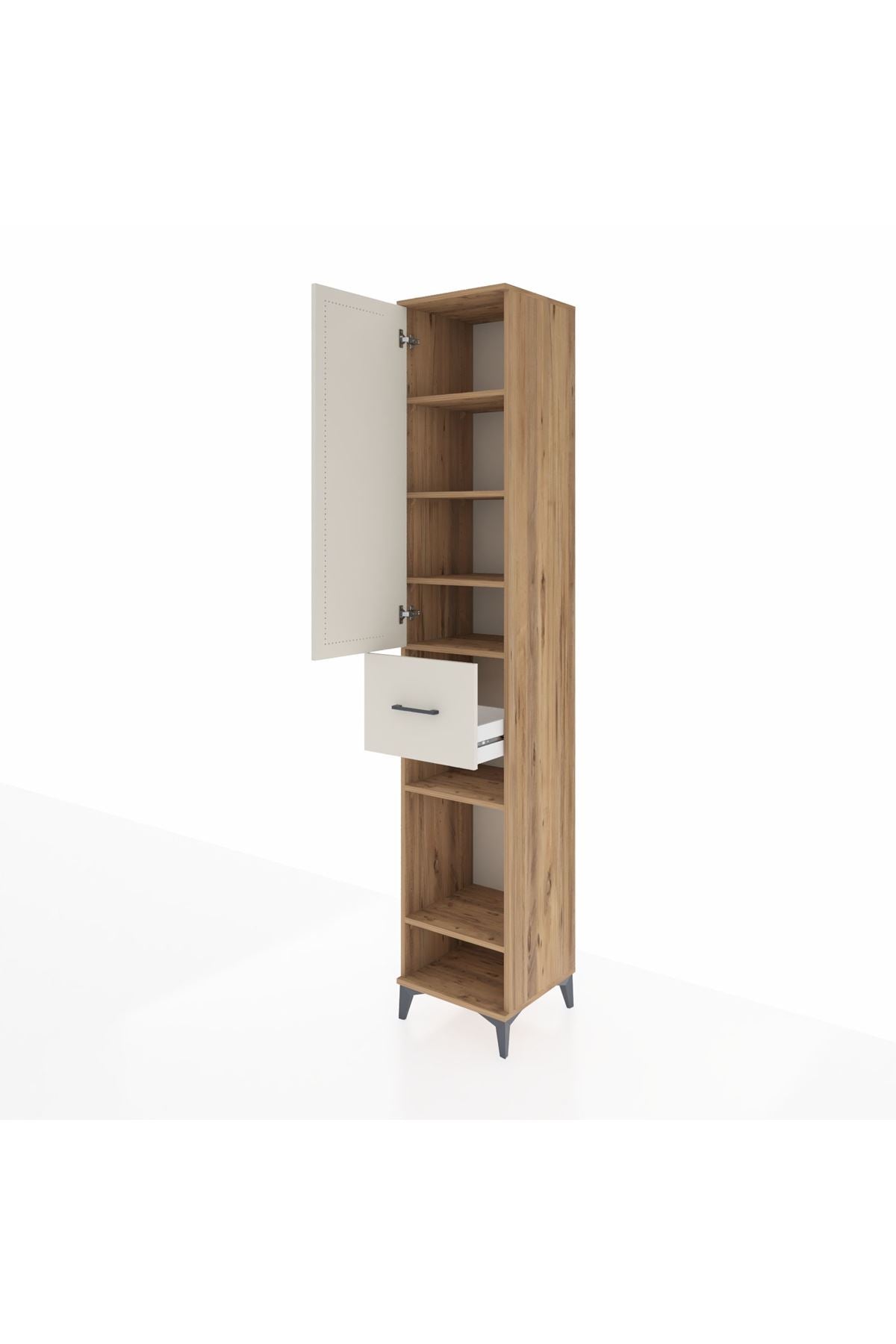 Hyperion Dolap 6 Raflı Tek Çekmeceli Tek Kapaklı 44x44x243 Çam-Aytaşı