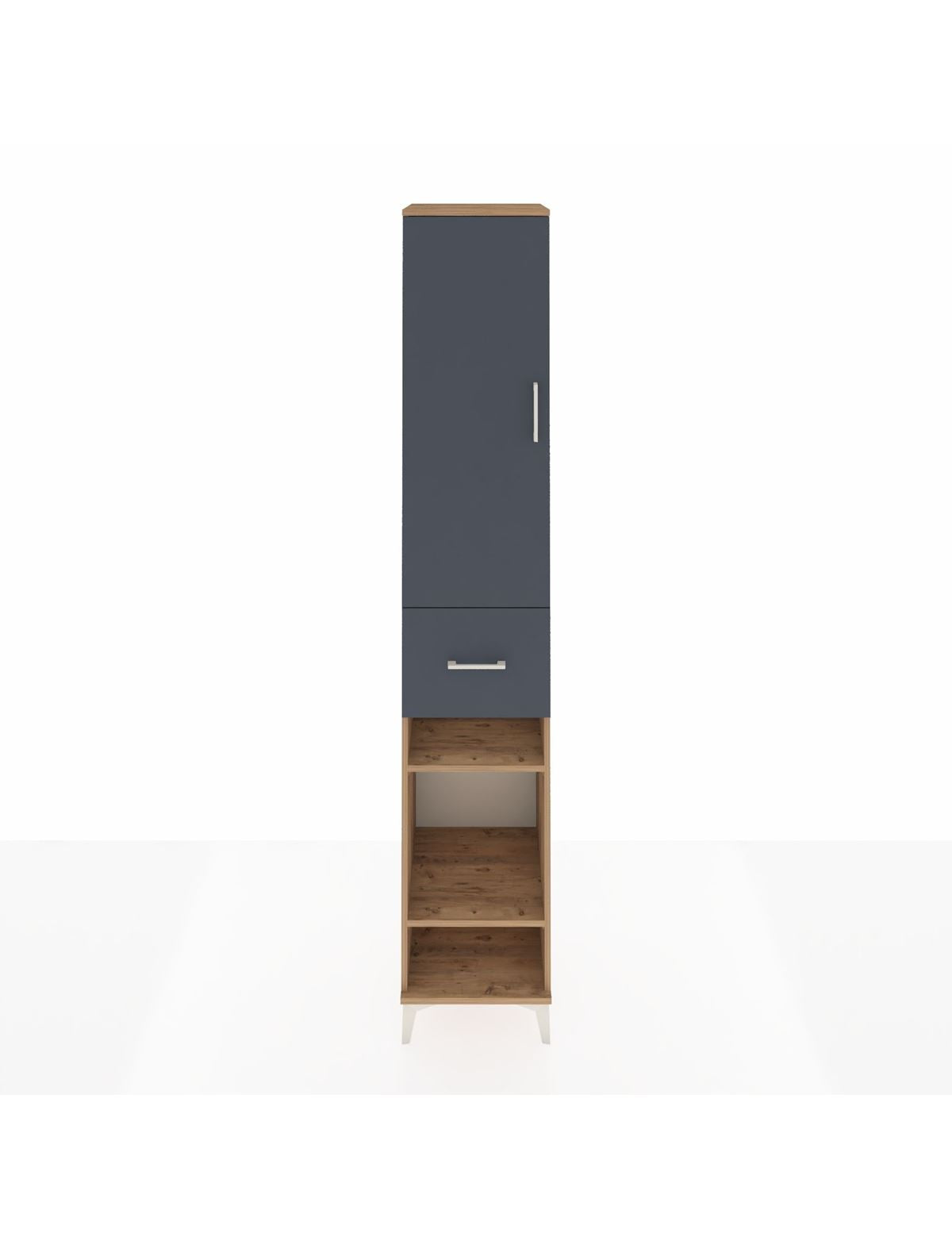 Hyperion Dolap 6 Raflı Tek Çekmeceli Tek Kapaklı 44x44x243 Çam-Antrasit