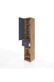 Hyperion Dolap 6 Raflı Tek Çekmeceli Tek Kapaklı 44x44x243 Çam-Antrasit