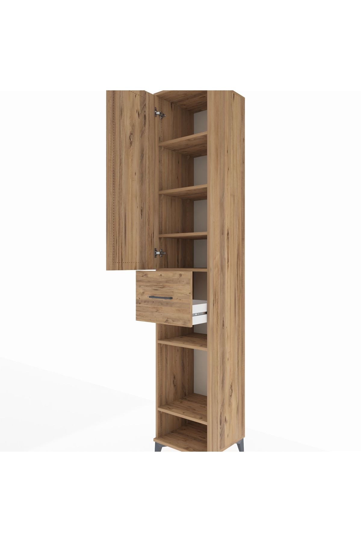 Hyperion Dolap 6 Raflı Tek Çekmeceli Tek Kapaklı 44x44x243 Çam-Çam