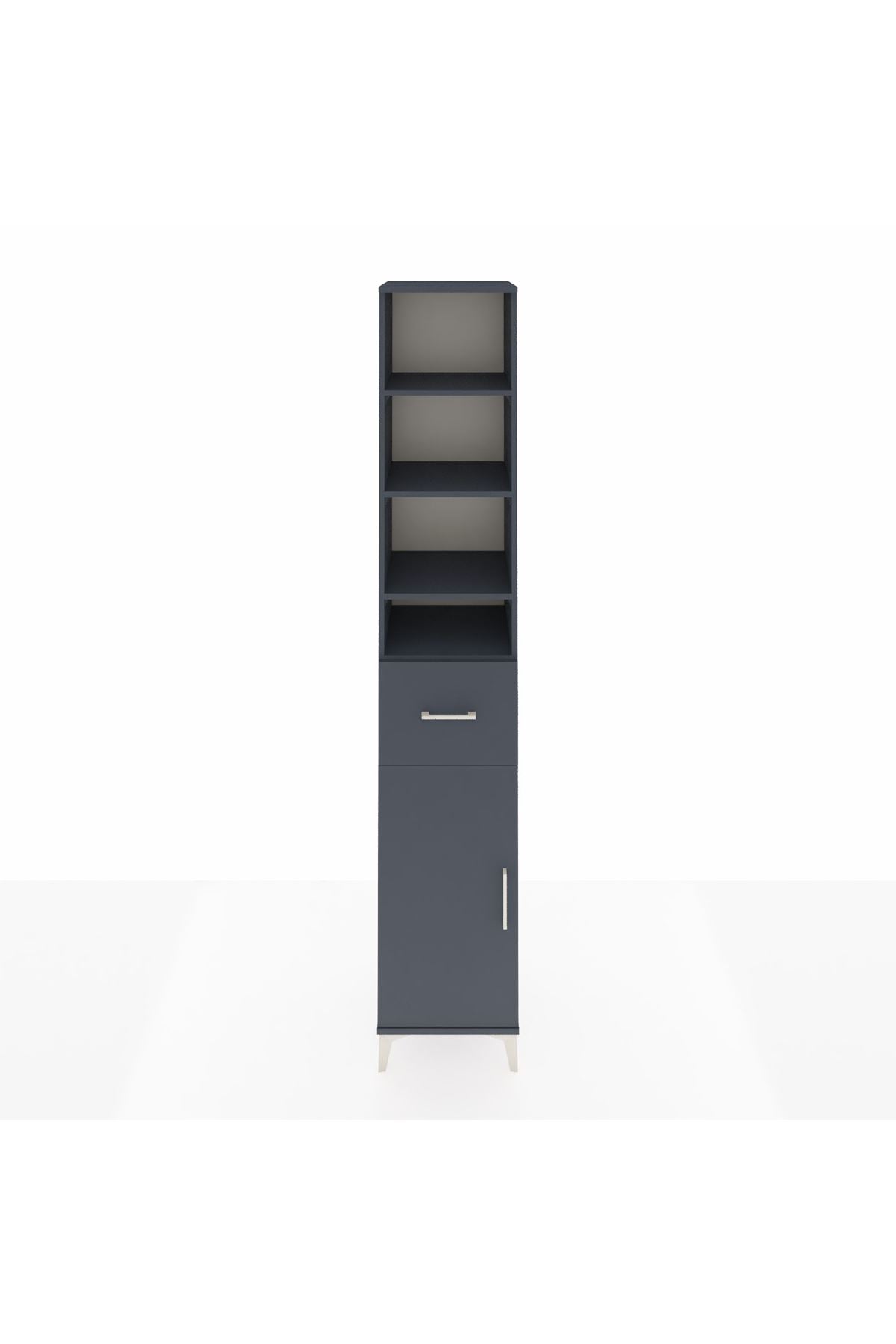 Hyperion Dolap 6 Raflı Tek Çekmeceli Tek Kapaklı 44x44x243 Antrasit-Antrasit