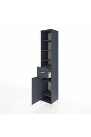 Hyperion Dolap 6 Raflı Tek Çekmeceli Tek Kapaklı 44x44x243 Antrasit-Antrasit