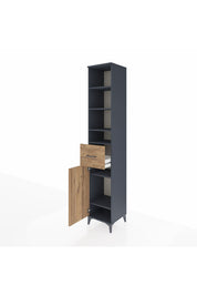Hyperion Dolap 6 Raflı Tek Çekmeceli Tek Kapaklı 44x44x243 Antrasit-Çam