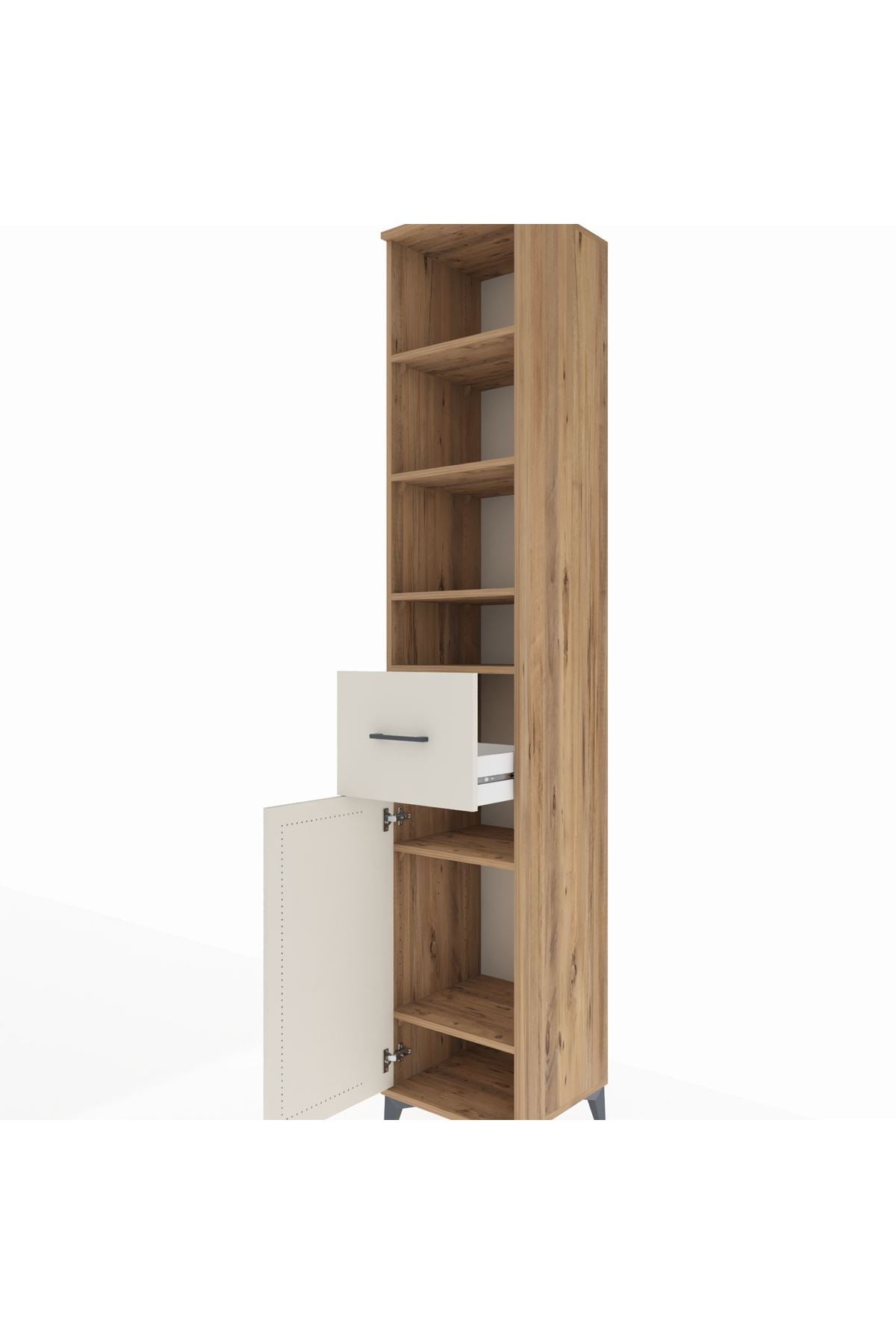 Hyperion Dolap 6 Raflı Tek Çekmeceli Tek Kapaklı 44x44x243 Çam-Aytaşı