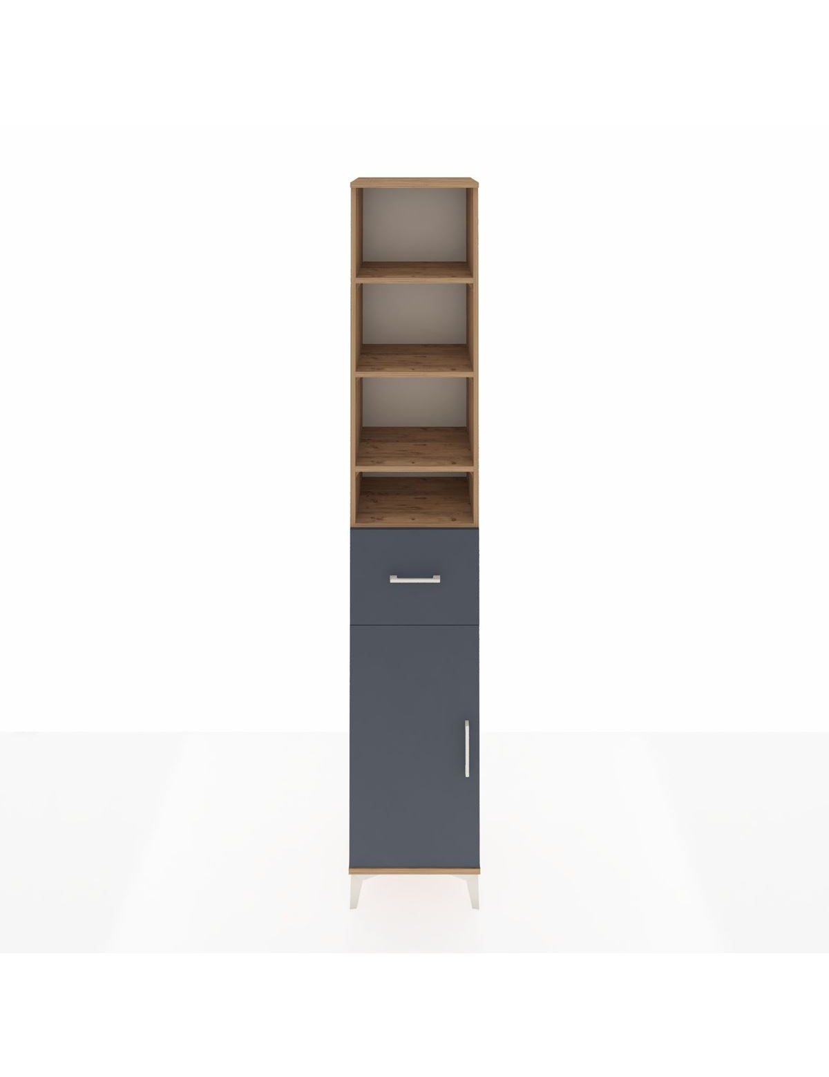 Hyperion Dolap 6 Raflı Tek Çekmeceli Tek Kapaklı 44x44x243 Çam-Antrasit