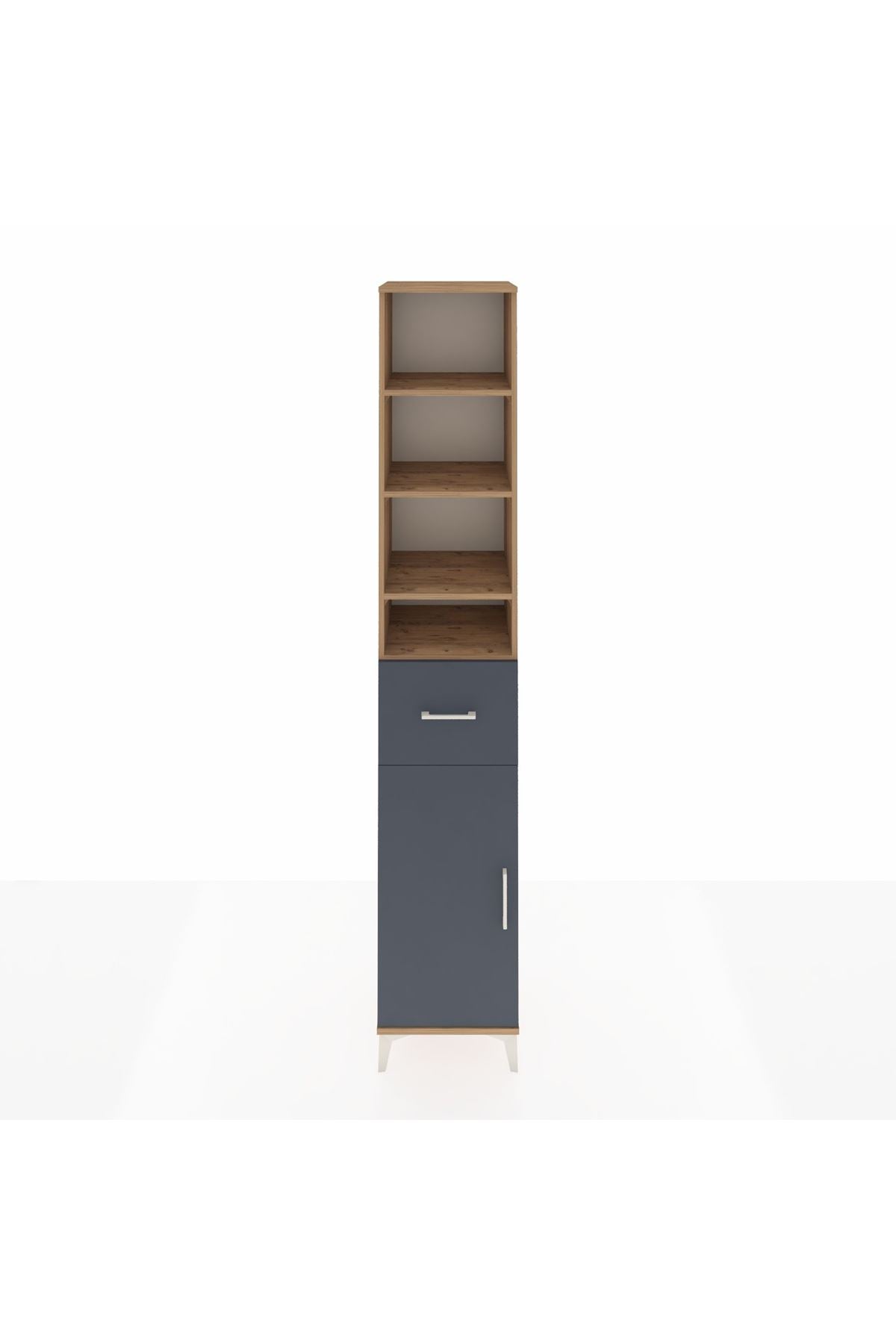 Hyperion Dolap 6 Raflı Tek Çekmeceli Tek Kapaklı 44x44x243 Çam-Antrasit