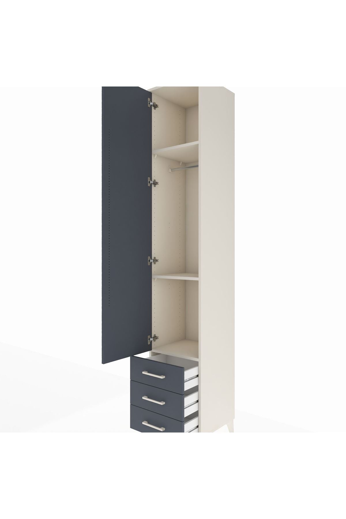 Hyperion Dolap 3 Raflı 3 Çekmeceli Tek Askılı 44x44x243 Aytaşı-Antrasit