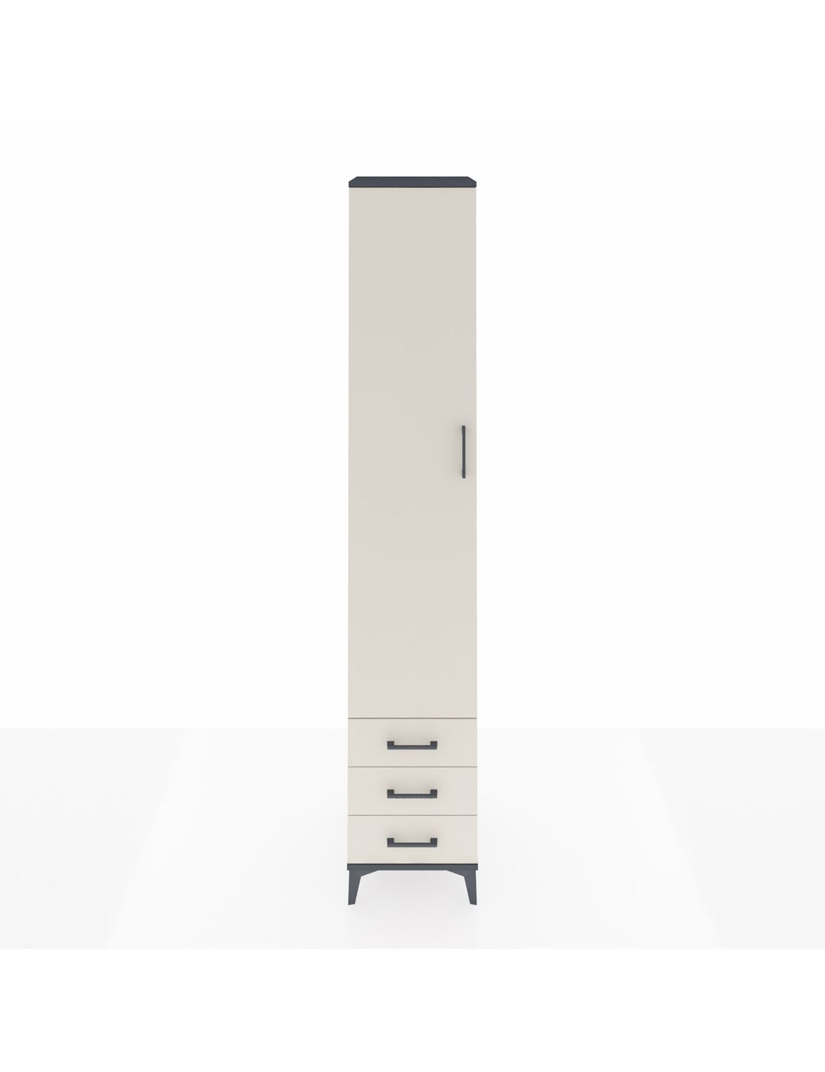 Hyperion Dolap 3 Raflı 3 Çekmeceli Tek Askılı 44x44x243 Antrasit-Aytaşı