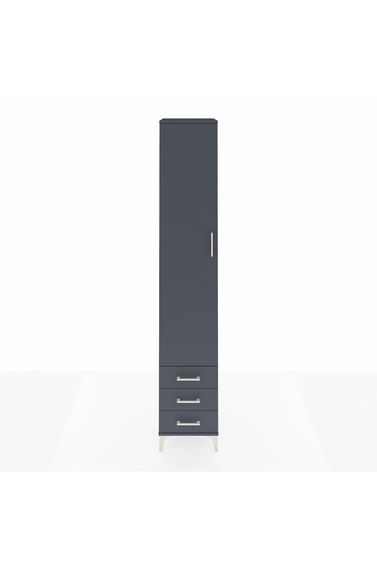 Hyperion Dolap 3 Raflı 3 Çekmeceli Tek Askılı 44x44x243 Antrasit-Antrasit
