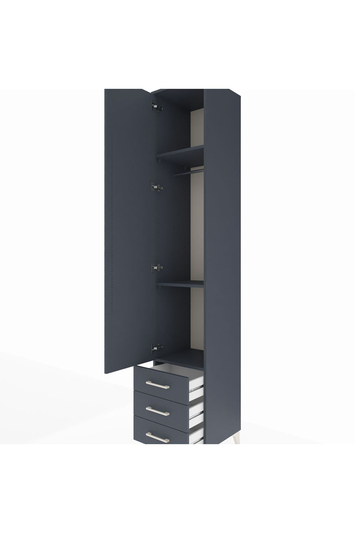 Hyperion Dolap 3 Raflı 3 Çekmeceli Tek Askılı 44x44x243 Antrasit-Antrasit