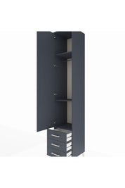 Hyperion Dolap 3 Raflı 3 Çekmeceli Tek Askılı 44x44x243 Antrasit-Antrasit