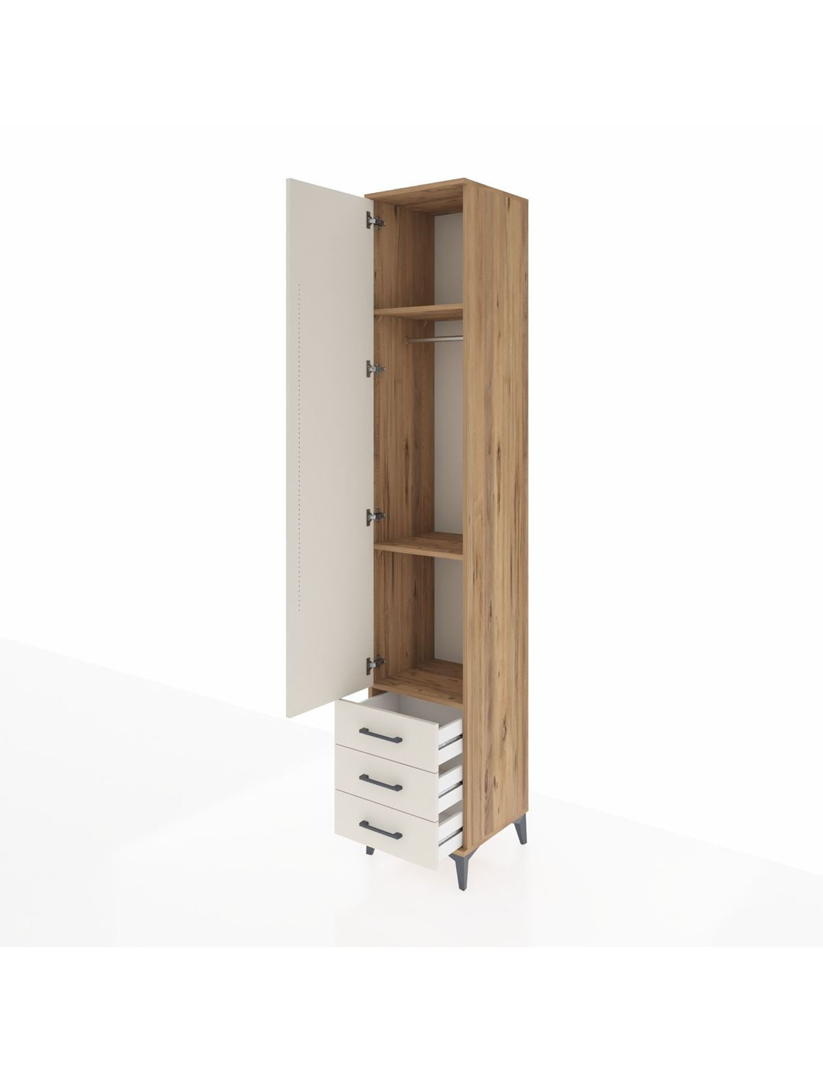Hyperion Dolap 3 Raflı 3 Çekmeceli Tek Askılı 44x44x243 - S64M031V7B