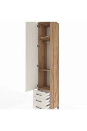 Hyperion Dolap 3 Raflı 3 Çekmeceli Tek Askılı 44x44x243 Çam-Aytaşı