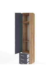 Hyperion Dolap 3 Raflı 3 Çekmeceli Tek Askılı 44x44x243 Çam-Antrasit
