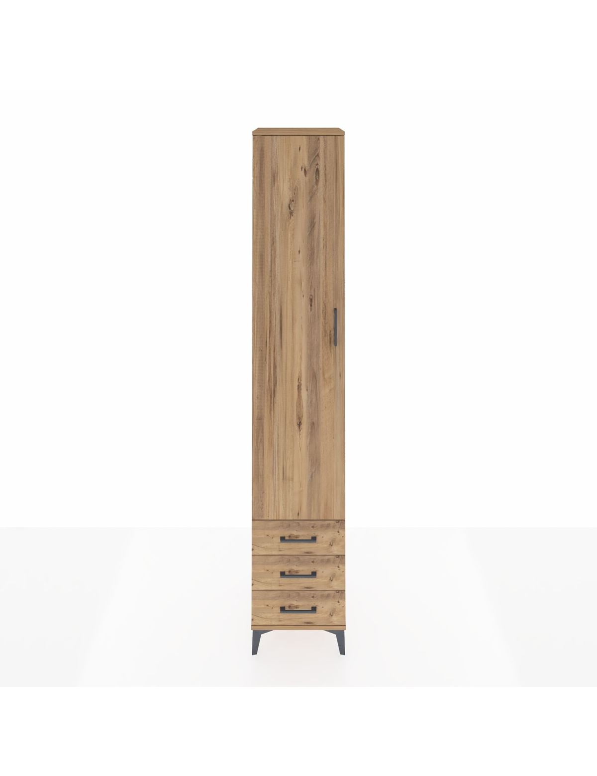 Hyperion Dolap 3 Raflı 3 Çekmeceli Tek Askılı 44x44x243 Çam-Çam