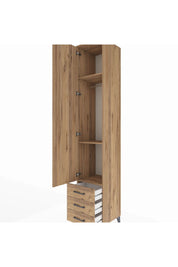 Hyperion Dolap 3 Raflı 3 Çekmeceli Tek Askılı 44x44x243 Çam-Çam