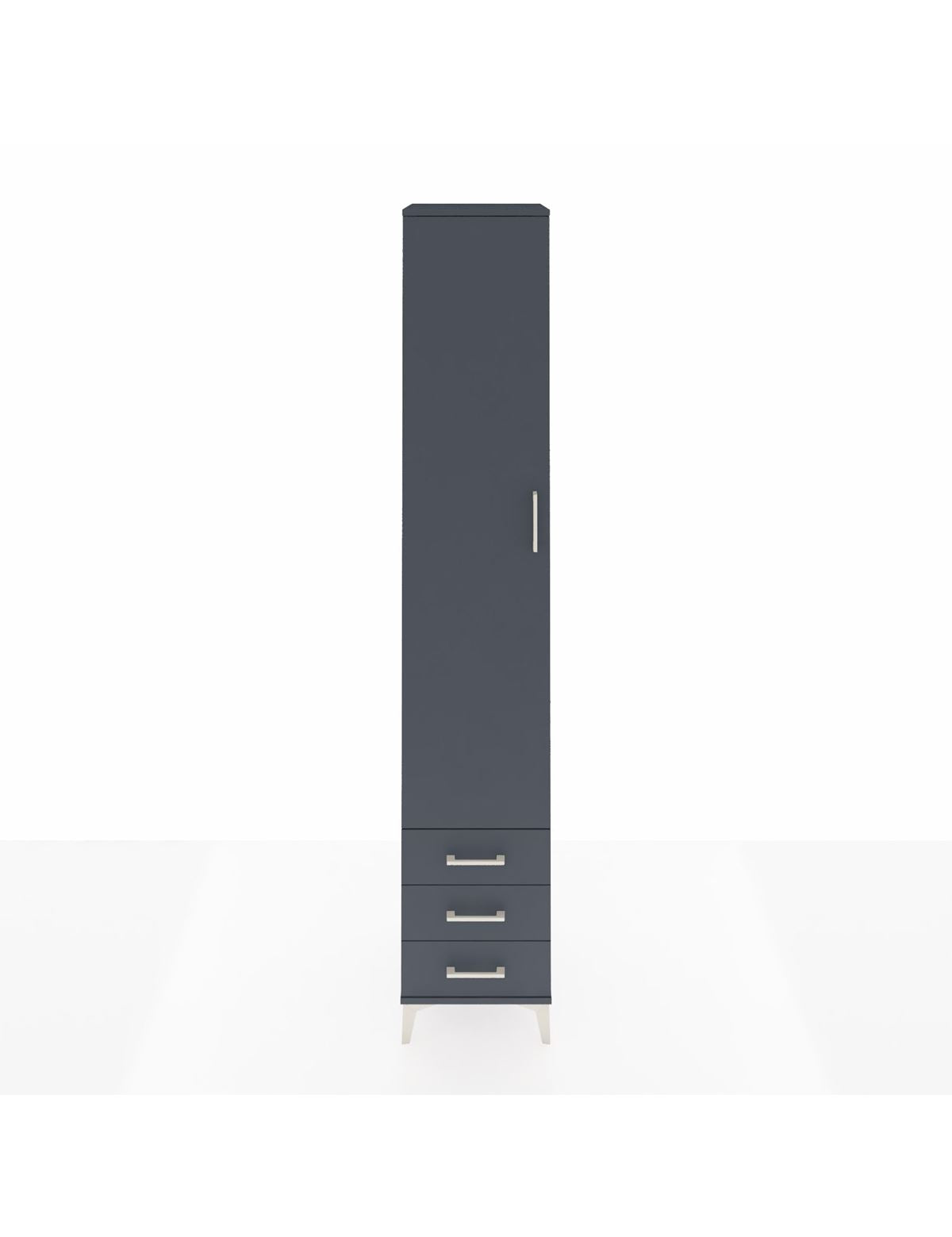 Hyperion Dolap 5 Raflı 3 Çekmeceli Tek Kapaklı 44x44x243 Antrasit-Antrasit