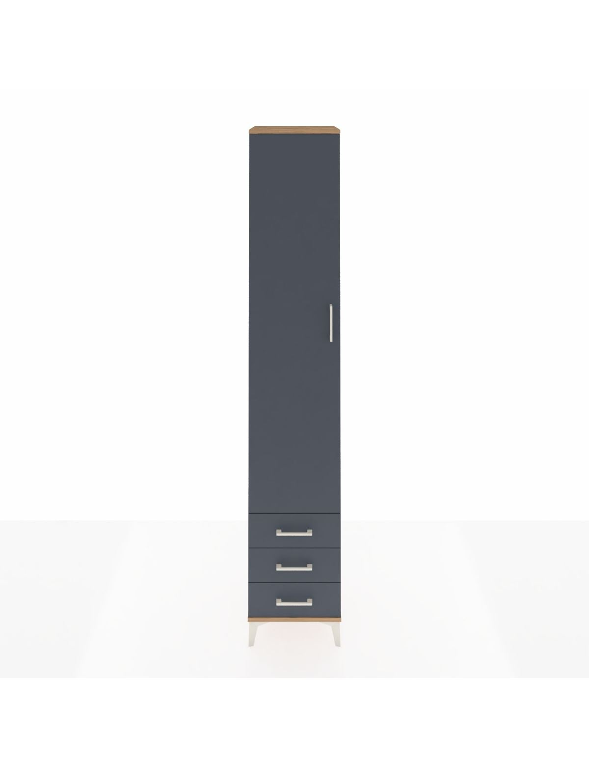 Hyperion Dolap 5 Raflı 3 Çekmeceli Tek Kapaklı 44x44x243 Çam-Antrasit