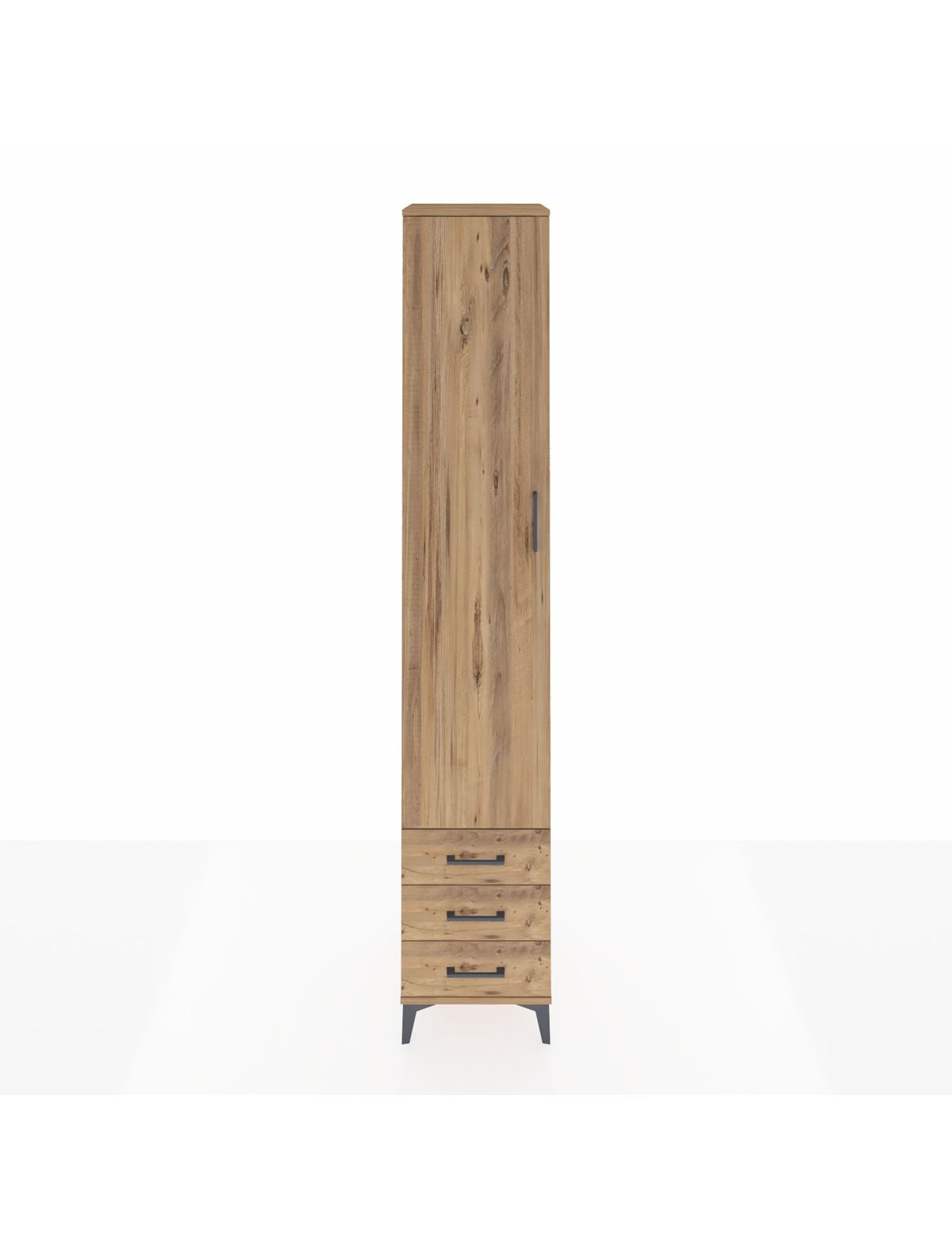 Hyperion Dolap 5 Raflı 3 Çekmeceli Tek Kapaklı 44x44x243 Çam-Çam