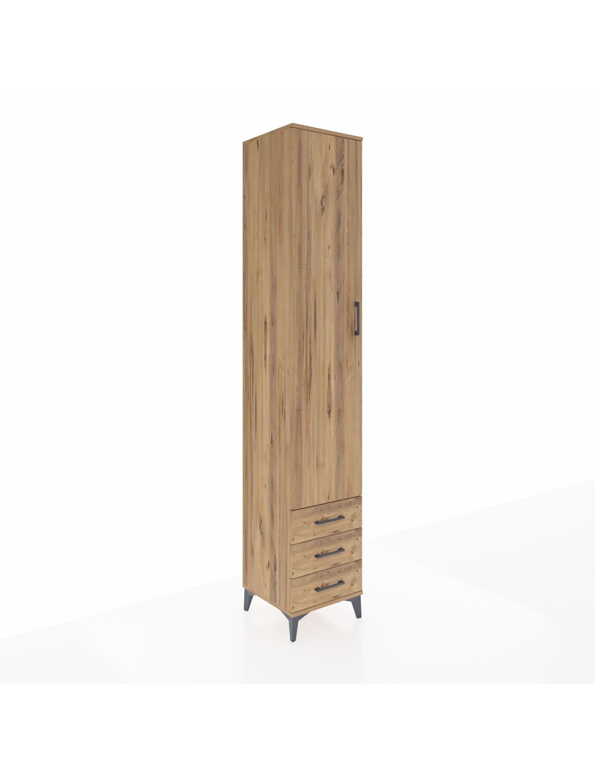 Hyperion Dolap 5 Raflı 3 Çekmeceli Tek Kapaklı 44x44x243 Çam-Çam