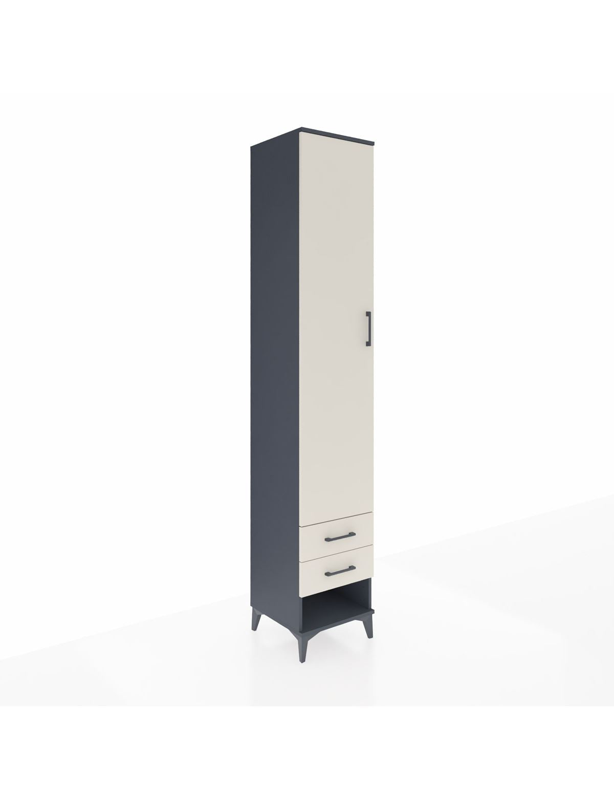 Hyperion Dolap 3 Raflı 2 Çekmeceli Tek Askılı 44x44x243 Antrasit-Aytaşı