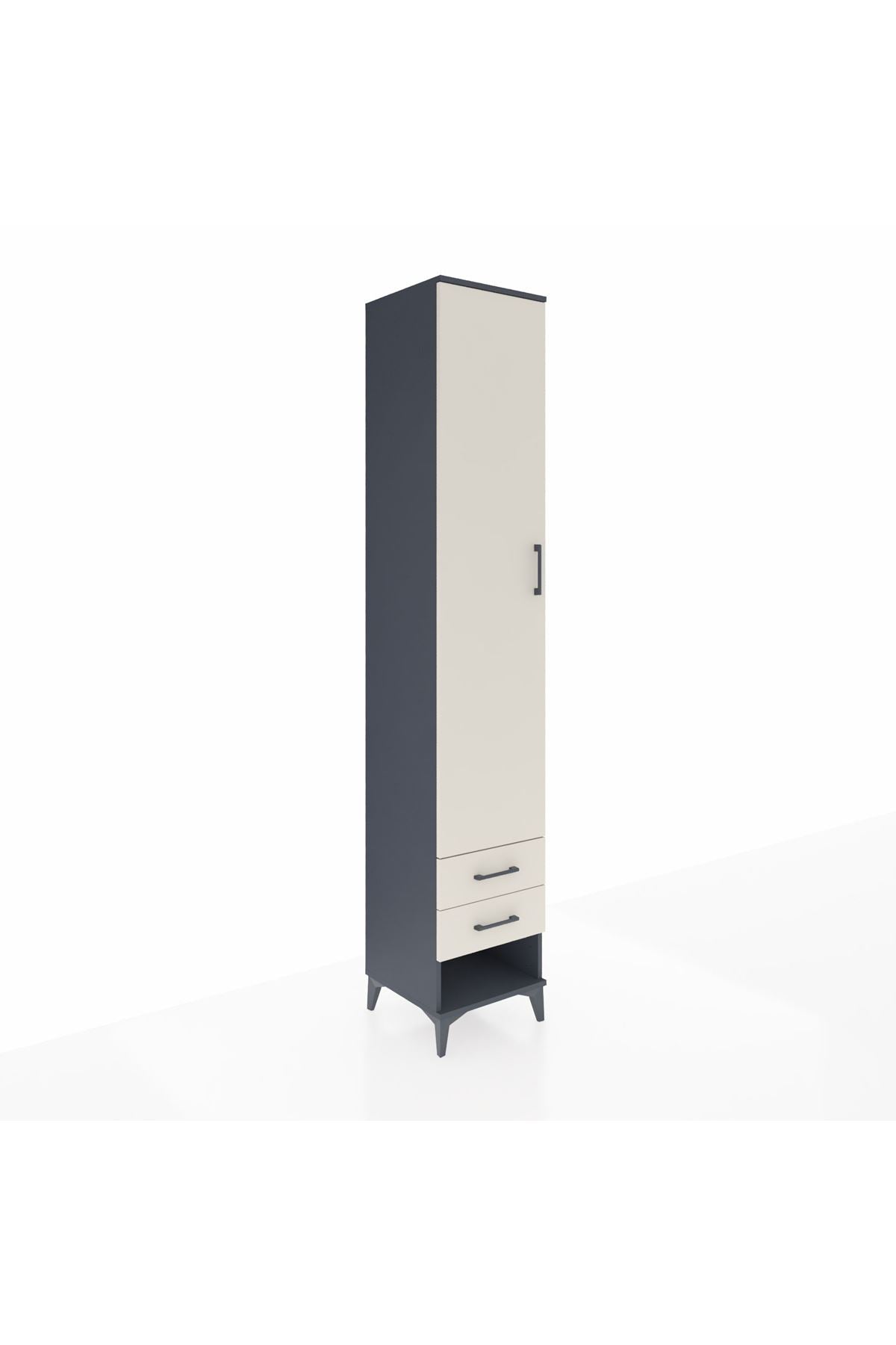 Hyperion Dolap 3 Raflı 2 Çekmeceli Tek Askılı 44x44x243 Antrasit-Aytaşı