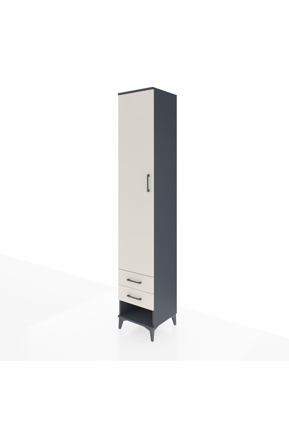 Hyperion Dolap 3 Raflı 2 Çekmeceli Tek Askılı 44x44x243 Antrasit-Aytaşı