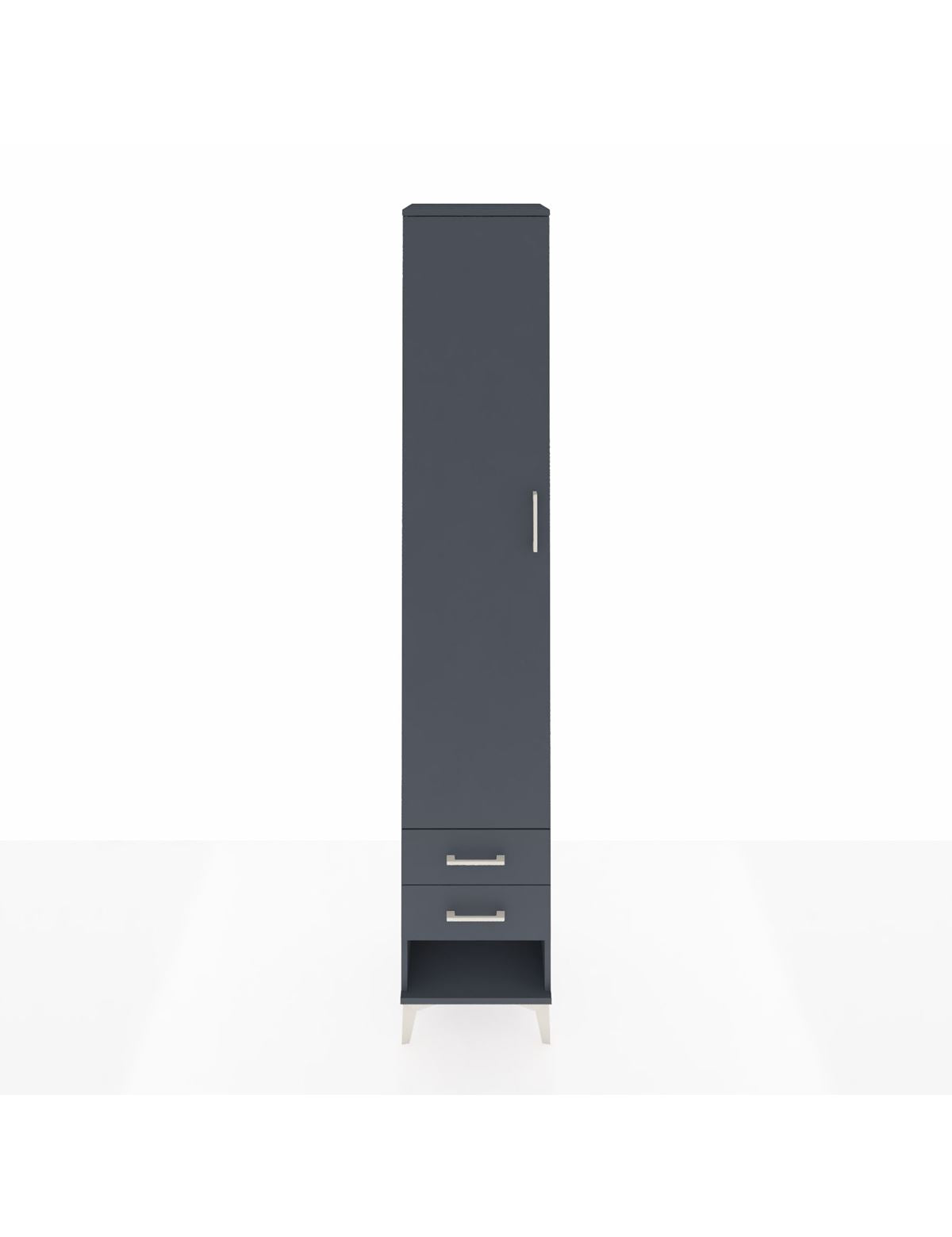 Hyperion Dolap 3 Raflı 2 Çekmeceli Tek Askılı 44x44x243 Antrasit-Antrasit