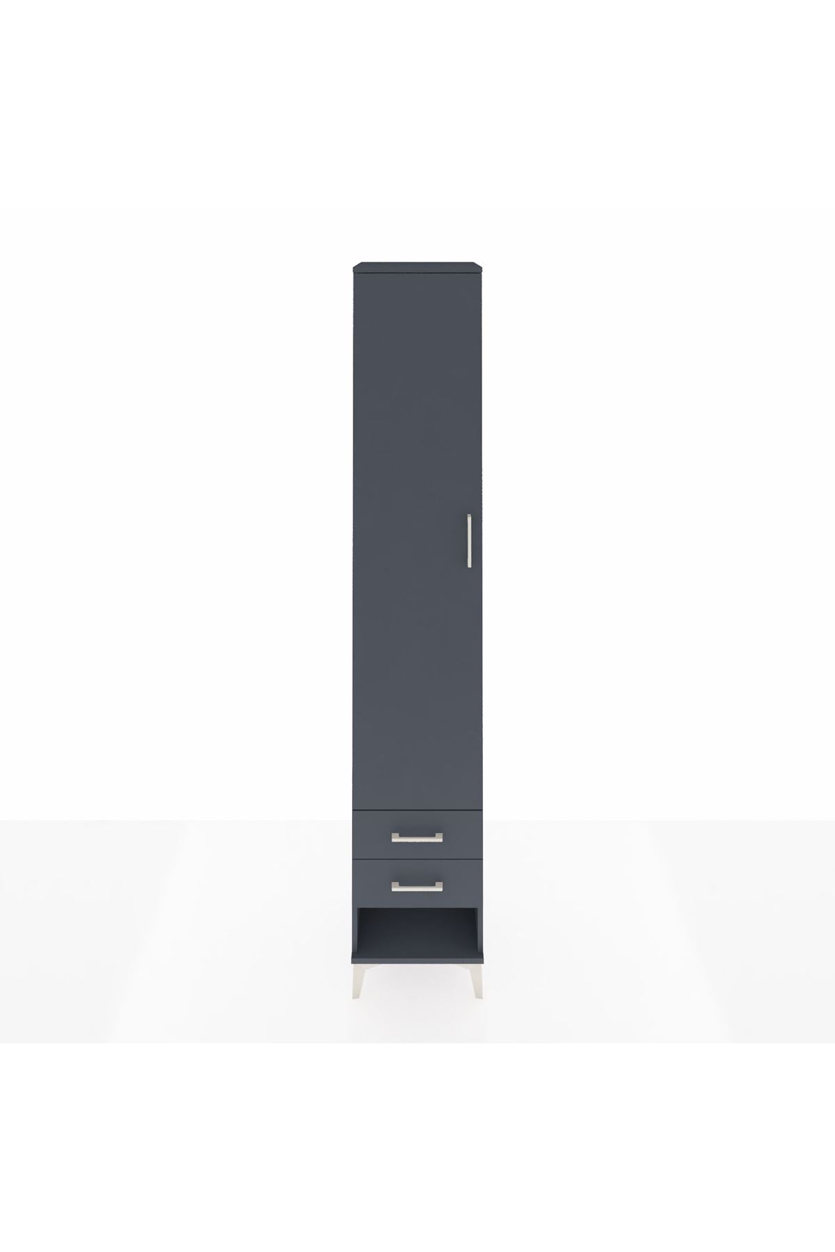 Hyperion Dolap 3 Raflı 2 Çekmeceli Tek Askılı 44x44x243 Antrasit-Antrasit