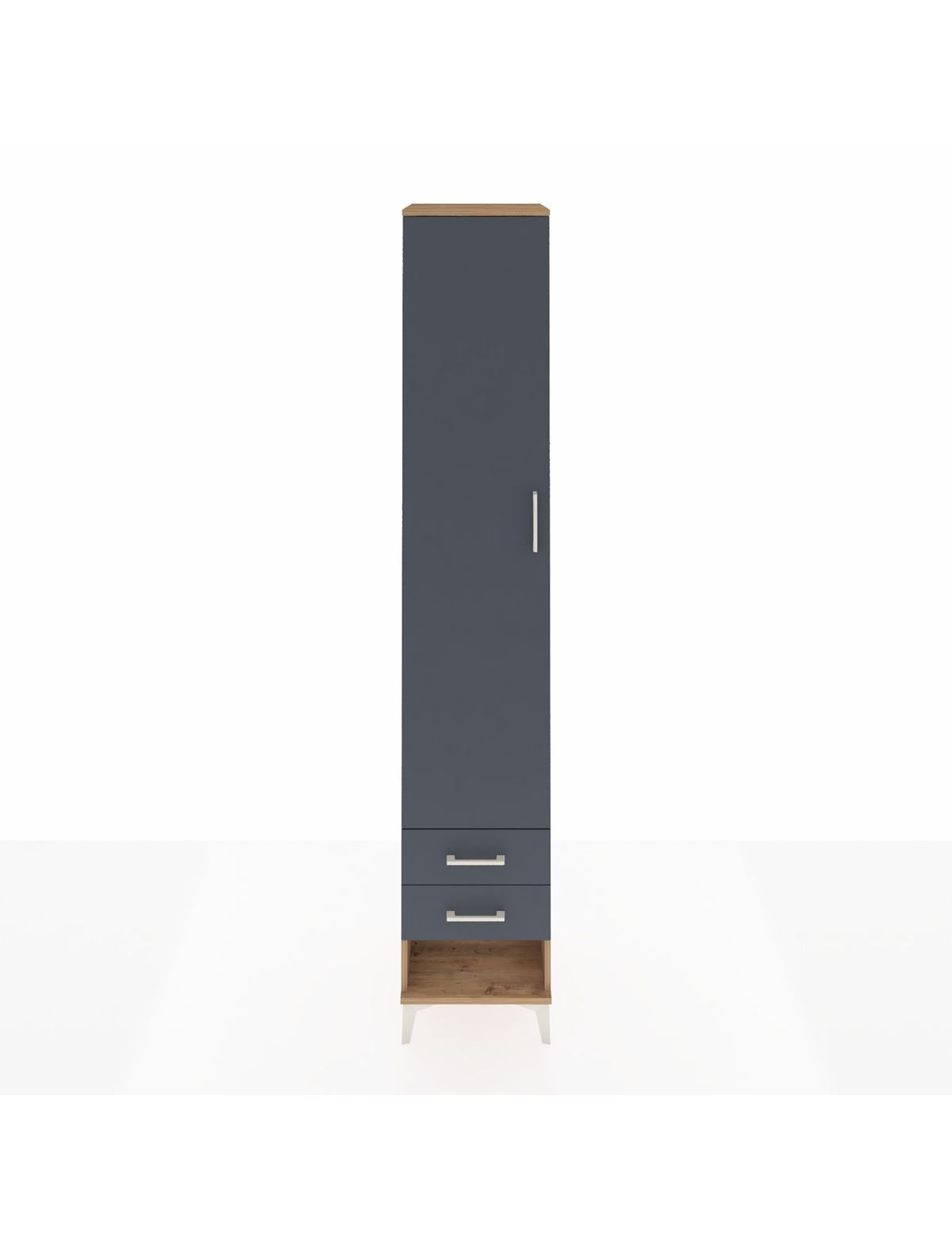 Hyperion Dolap 3 Raflı 2 Çekmeceli Tek Askılı 44x44x243 Çam-Antrasit