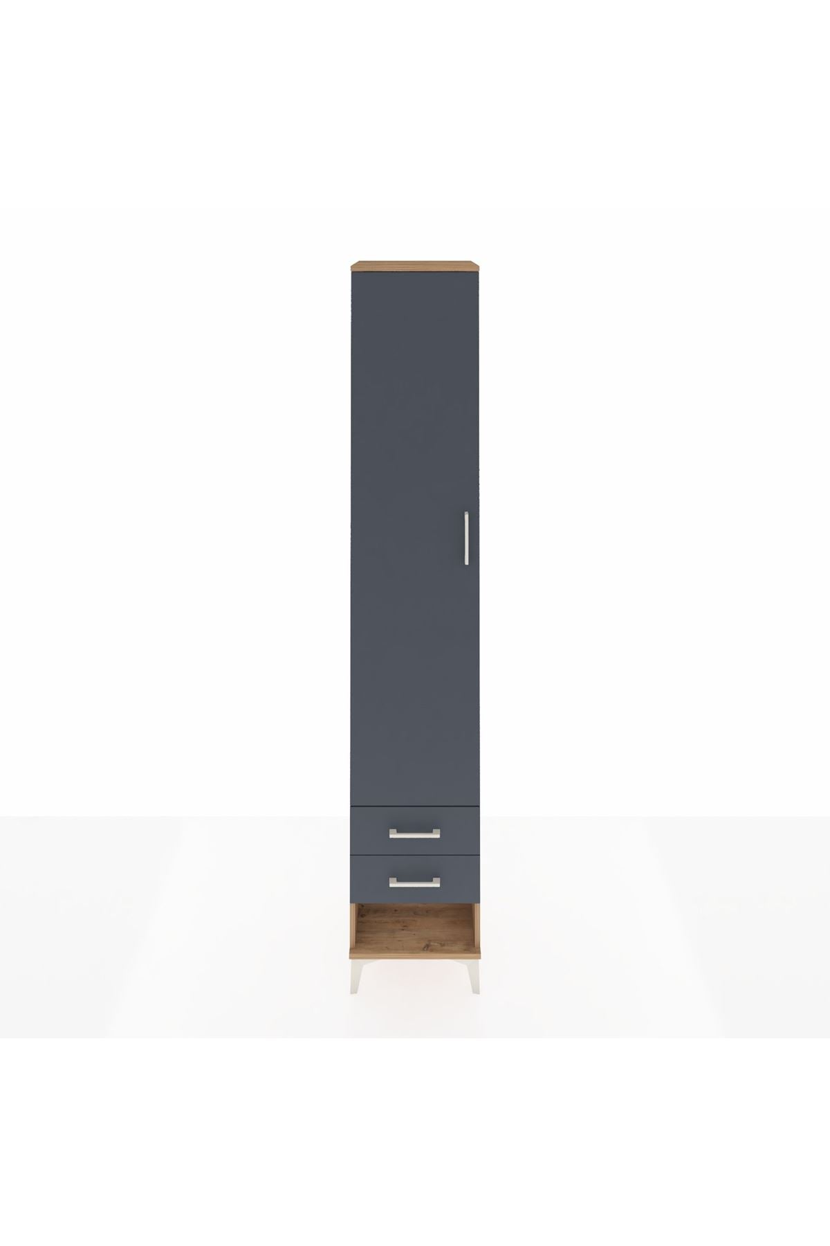 Hyperion Dolap 3 Raflı 2 Çekmeceli Tek Askılı 44x44x243 Çam-Antrasit