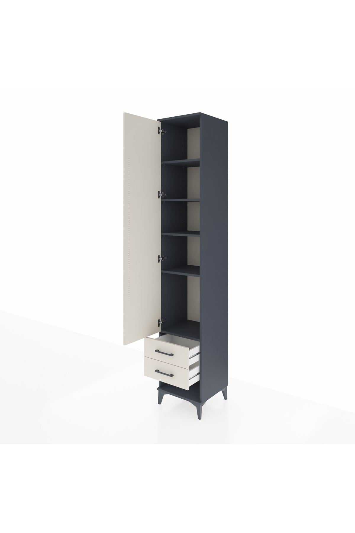 Hyperion Dolap 5 Raflı 2 Çekmeceli Tek Kapaklı 44x44x243 Antrasit-Aytaşı