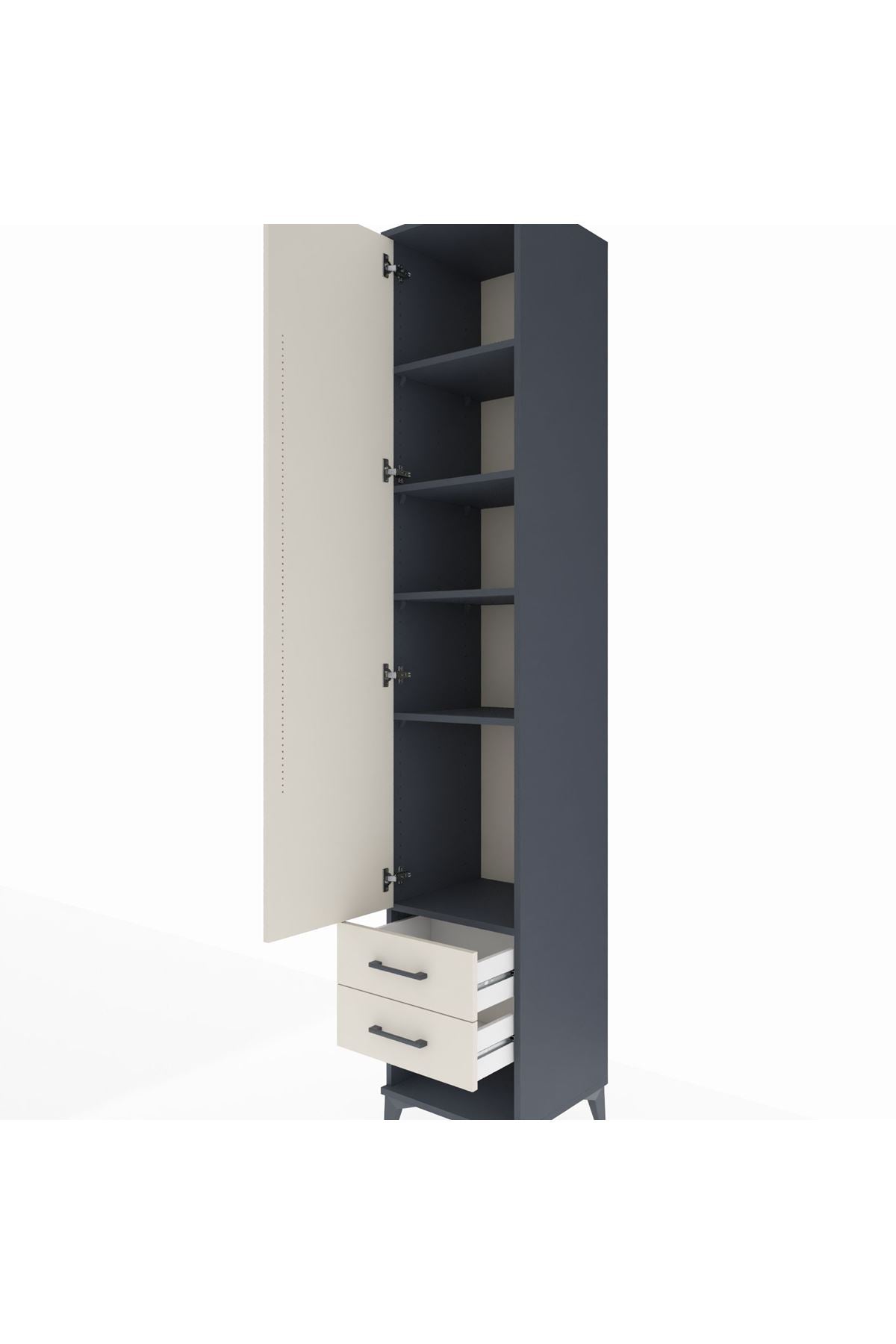 Hyperion Dolap 5 Raflı 2 Çekmeceli Tek Kapaklı 44x44x243 Antrasit-Aytaşı