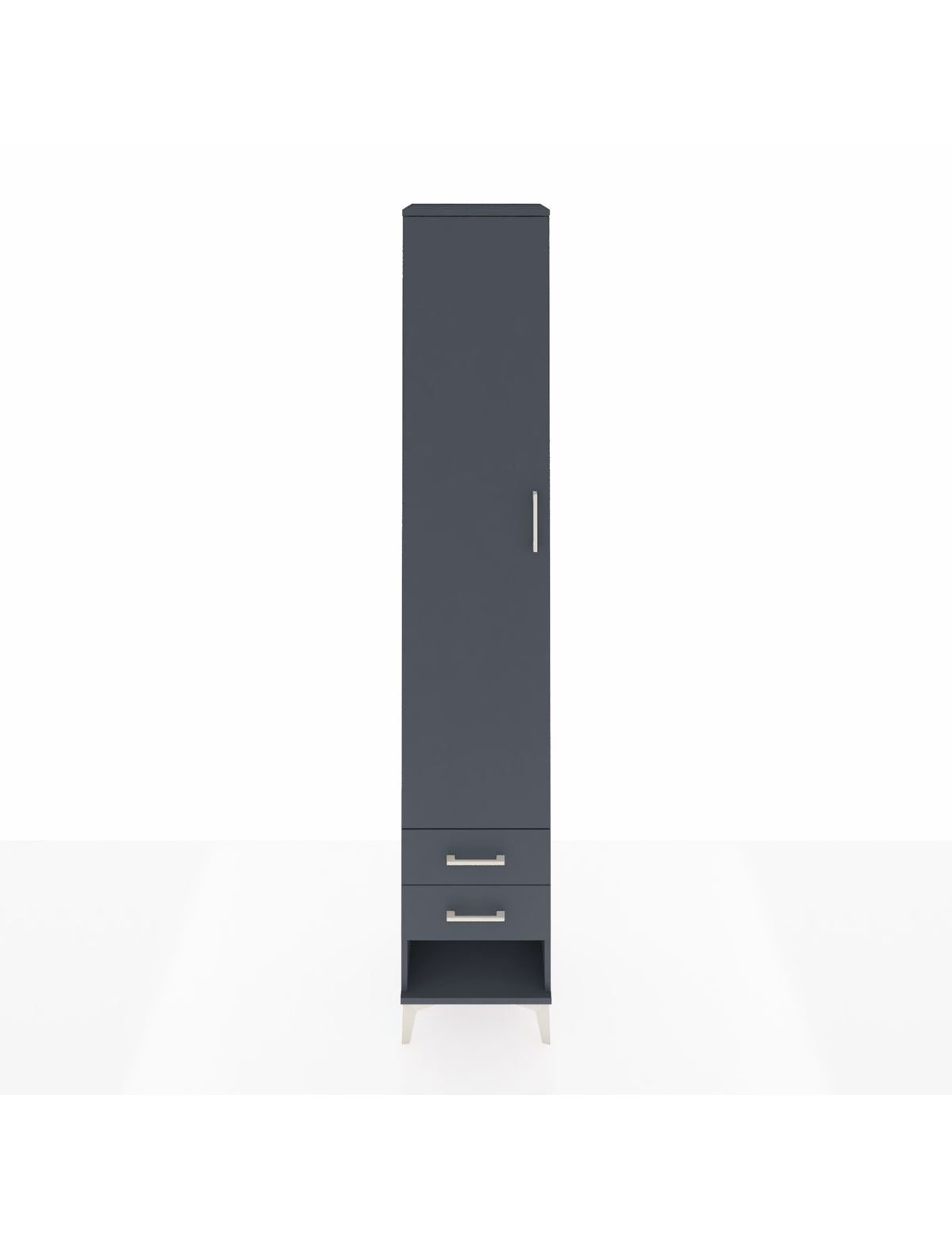 Hyperion Dolap 5 Raflı 2 Çekmeceli Tek Kapaklı 44x44x243 Antrasit-Antrasit