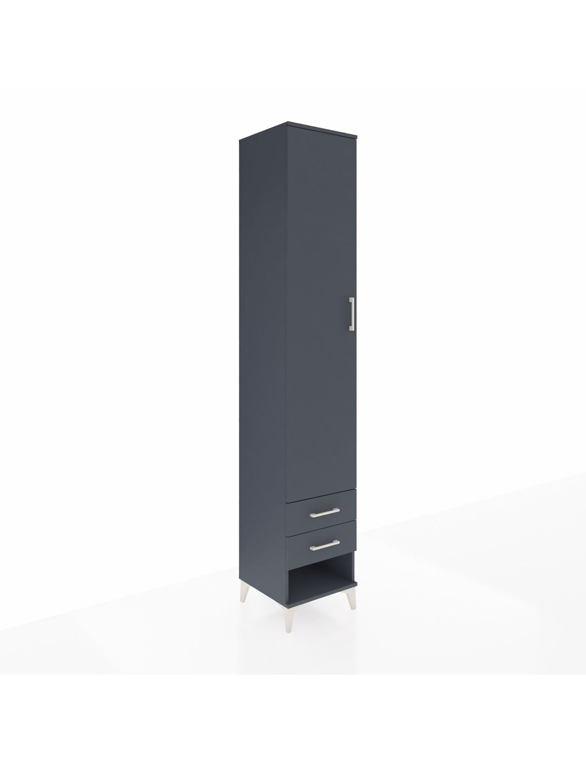 Hyperion Dolap 5 Raflı 2 Çekmeceli Tek Kapaklı 44x44x243 Antrasit-Antrasit