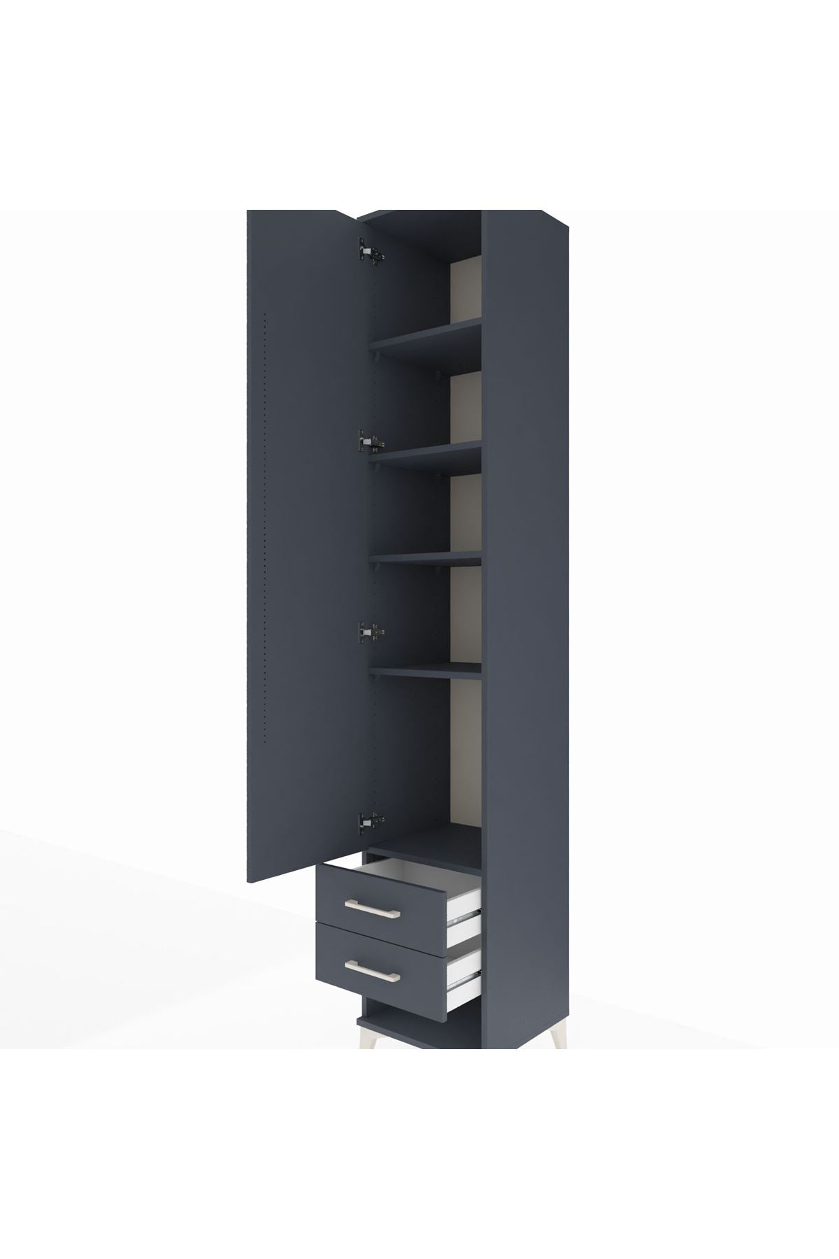 Hyperion Dolap 5 Raflı 2 Çekmeceli Tek Kapaklı 44x44x243 Antrasit-Antrasit