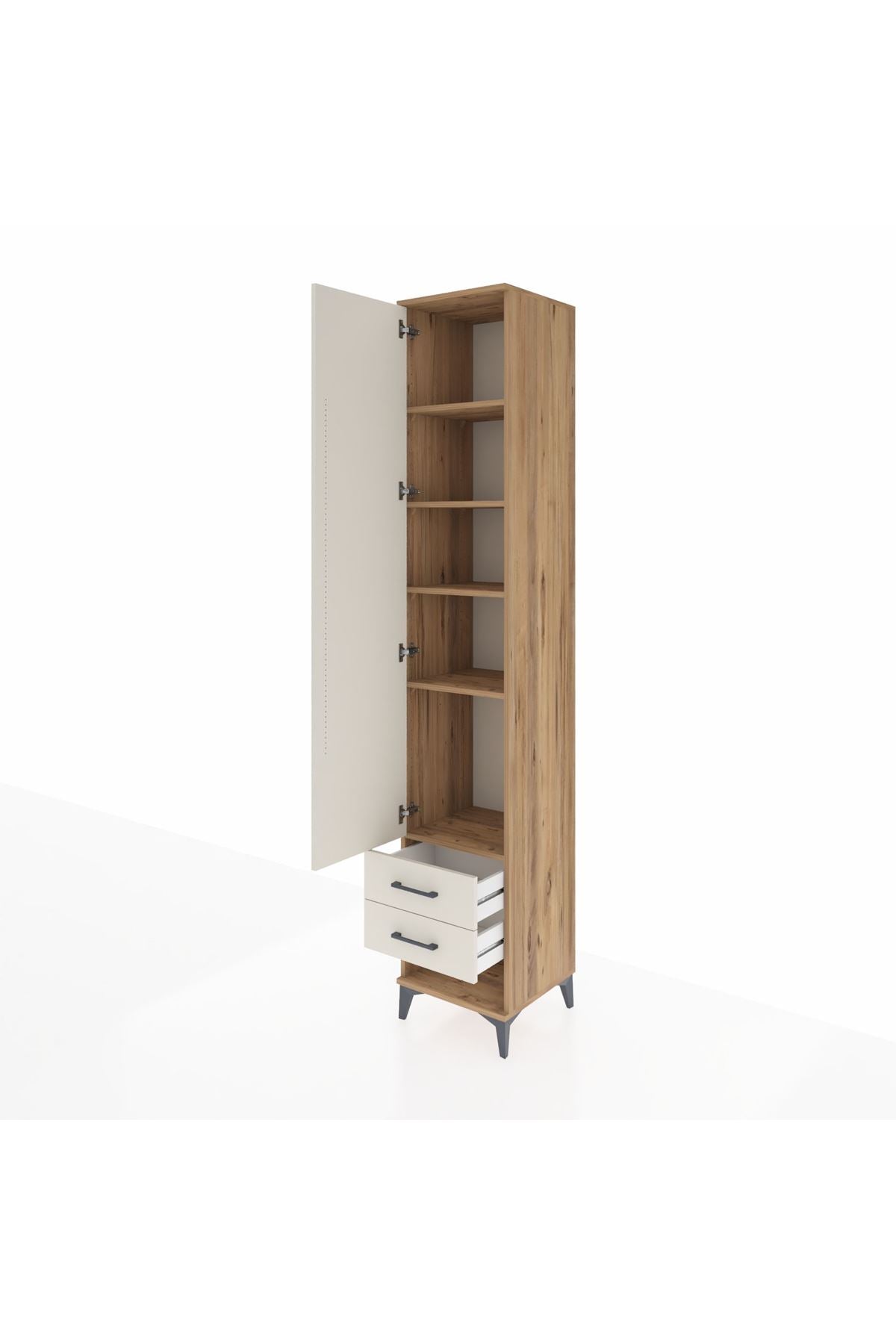 Hyperion Dolap 5 Raflı 2 Çekmeceli Tek Kapaklı 44x44x243 Çam-Aytaşı