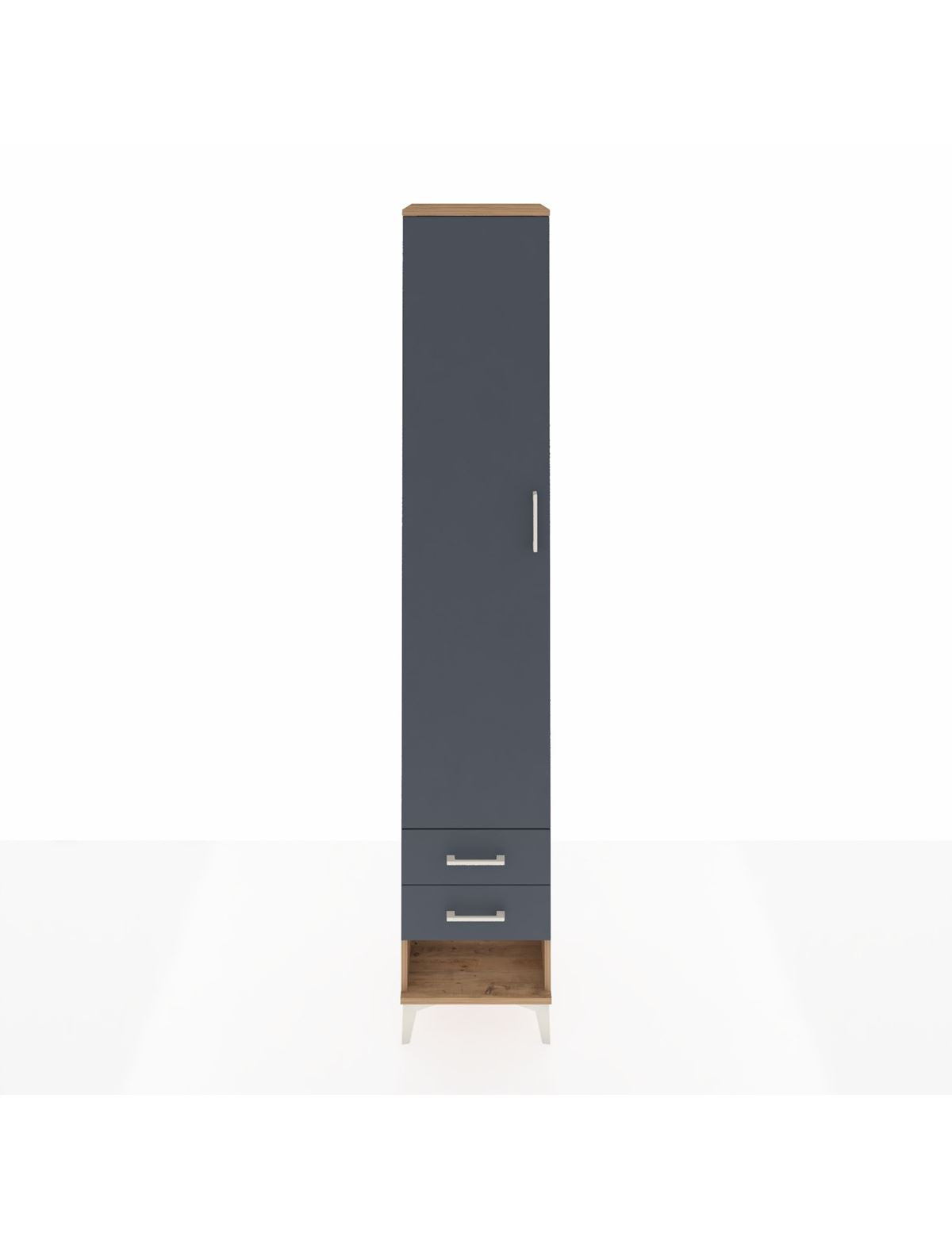 Hyperion Dolap 5 Raflı 2 Çekmeceli Tek Kapaklı 44x44x243 Çam-Antrasit