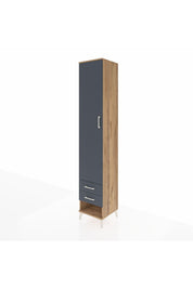 Hyperion Dolap 5 Raflı 2 Çekmeceli Tek Kapaklı 44x44x243 Çam-Antrasit