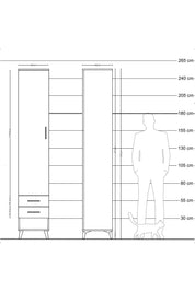 Hyperion Dolap 5 Raflı 2 Çekmeceli Tek Kapaklı 44x44x243 Çam-Antrasit
