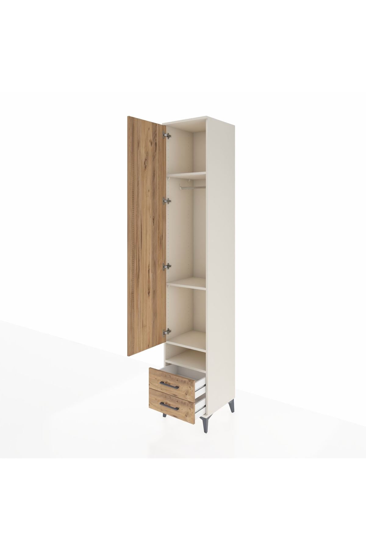 Hyperion Dolap 4 Raflı 2 Çekmeceli Tek Askılı 44x44x243 Aytaşı-Çam