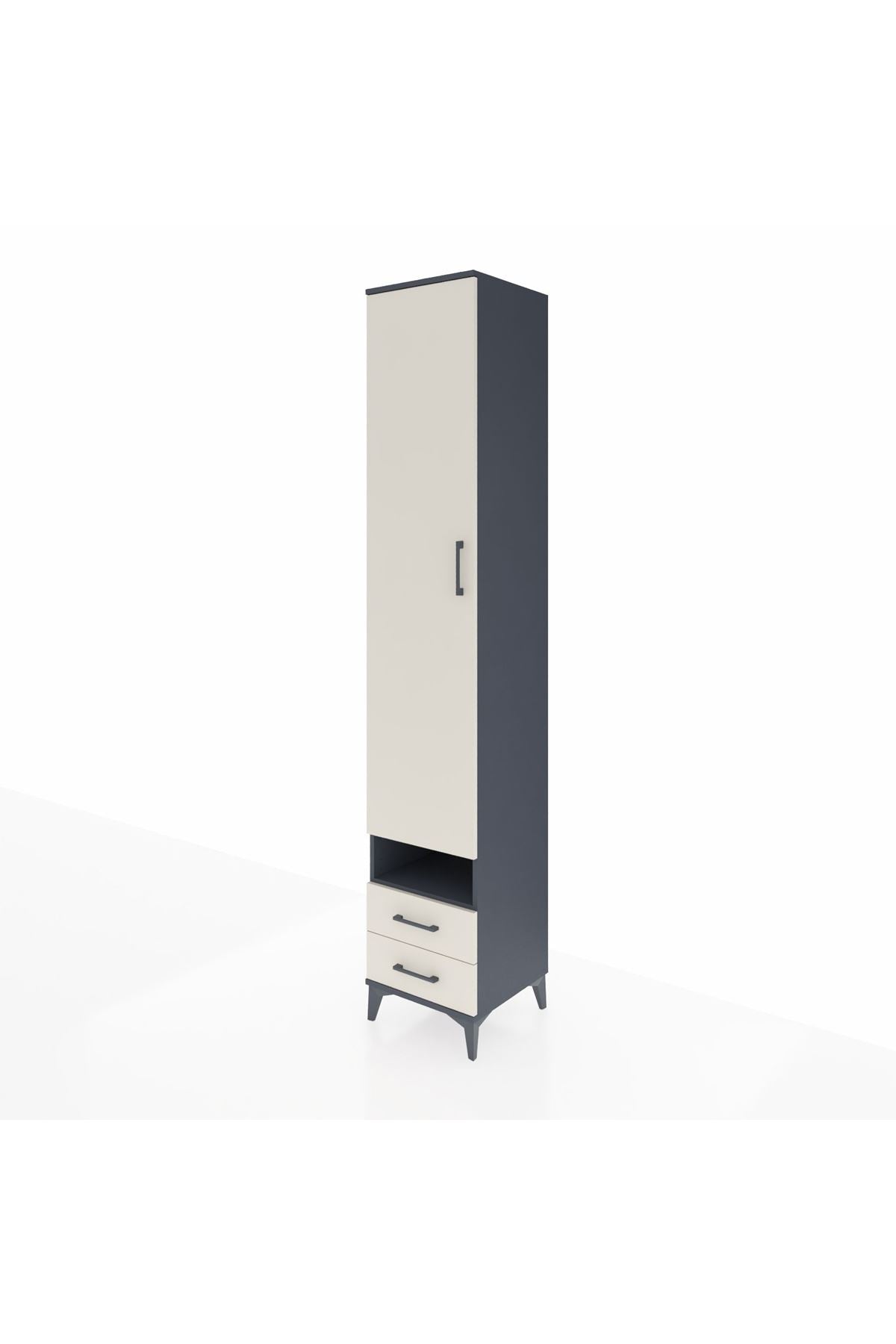 Hyperion Dolap 4 Raflı 2 Çekmeceli Tek Askılı 44x44x243 Antrasit-Aytaşı