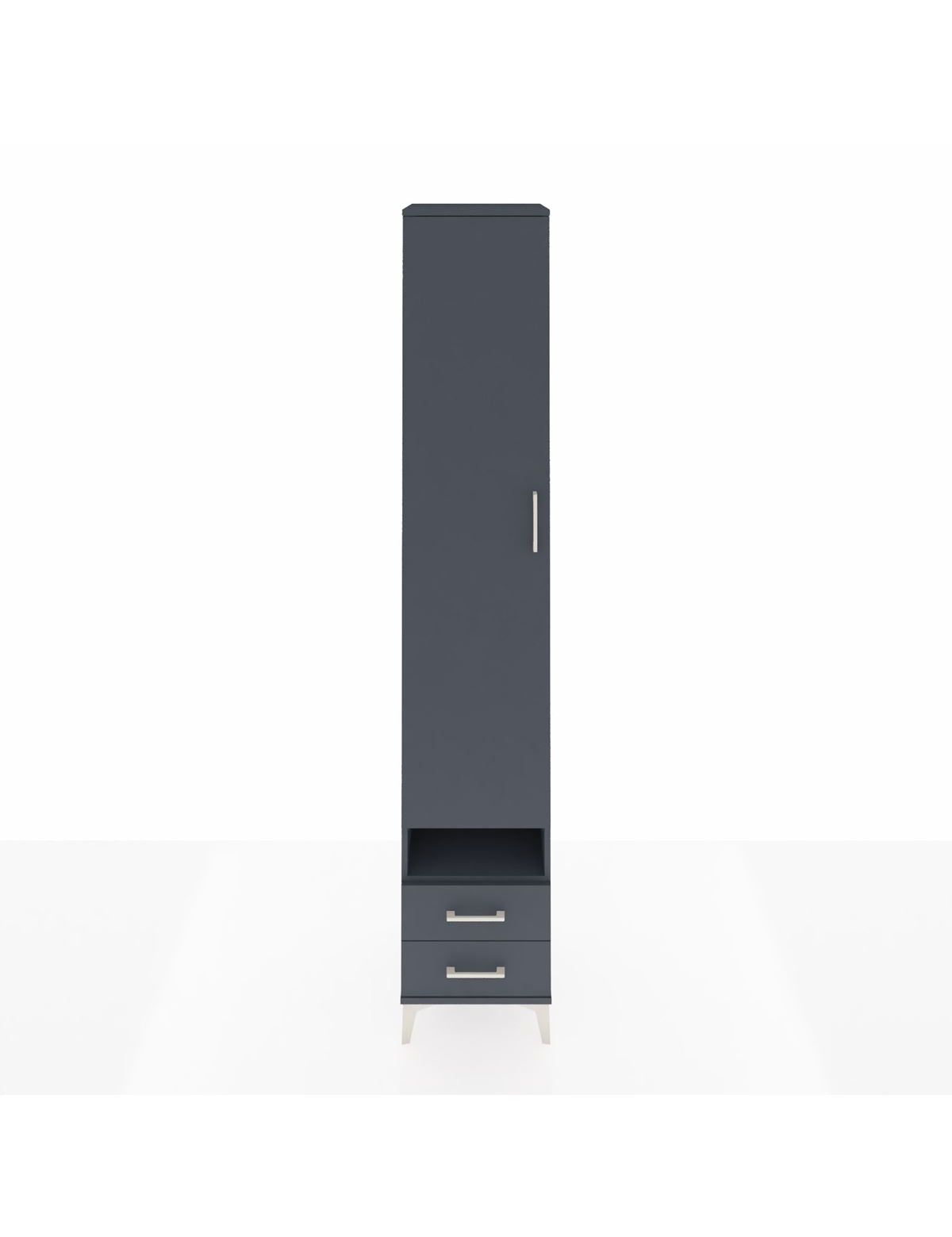 Hyperion Dolap 4 Raflı 2 Çekmeceli Tek Askılı 44x44x243 Antrasit-Antrasit