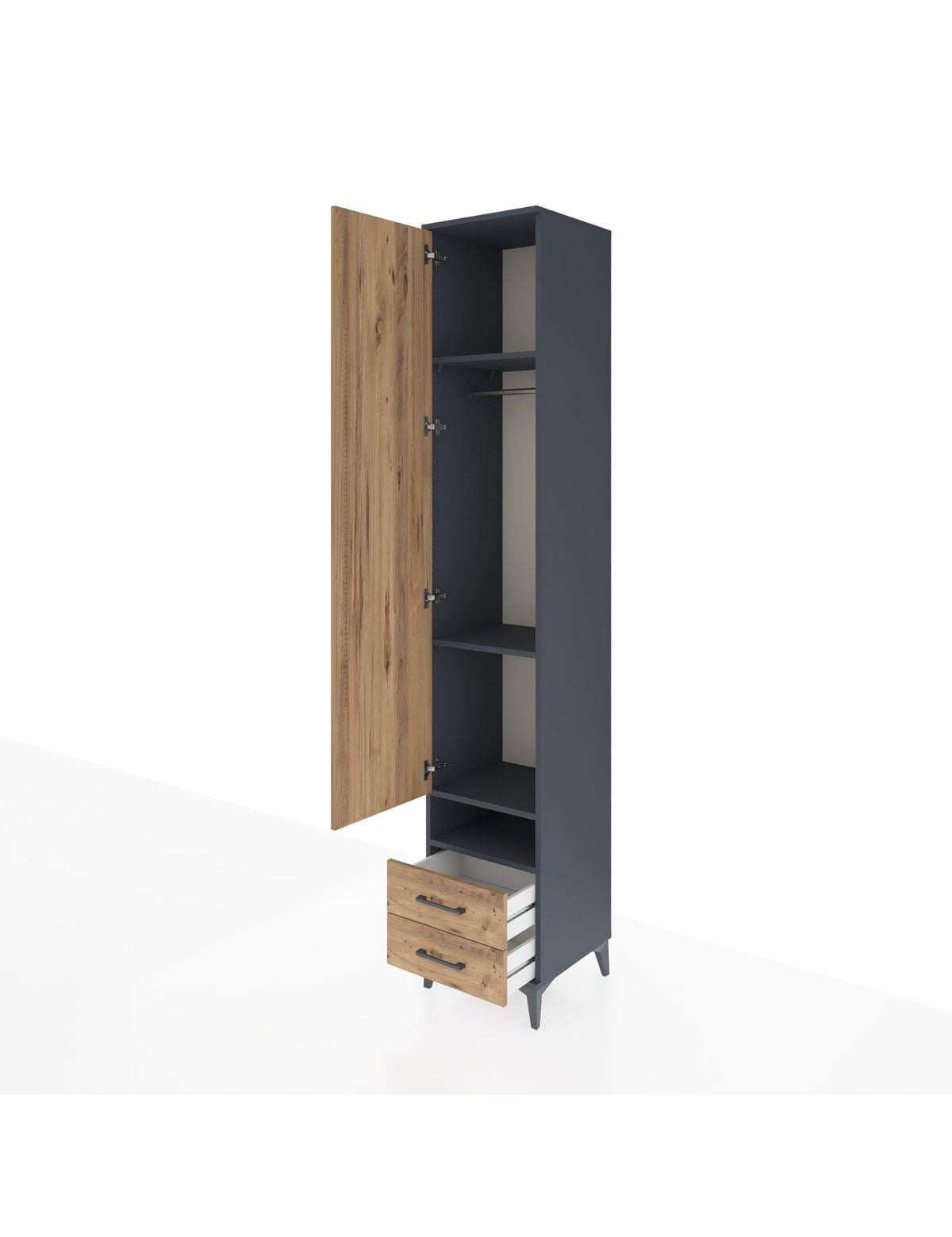 Hyperion Dolap 4 Raflı 2 Çekmeceli Tek Askılı 44x44x243 - S64M035V6B